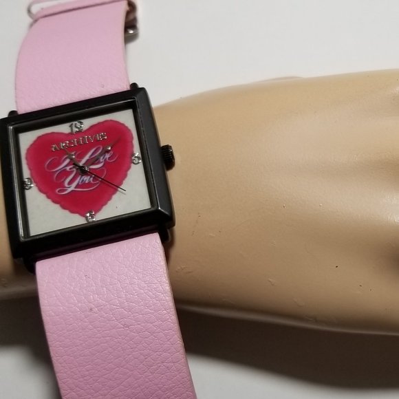 ARCHIVES WATCHES HEART PINK Accessories - PINK WATCH "I LOVE YOU" WORKING WIDE FACE HEART DESIGN